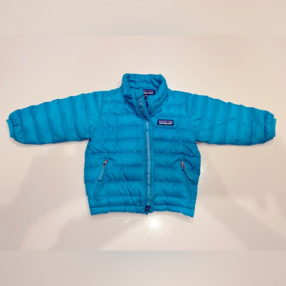 Patagonia Down Sweater 6–2 month in aqua blue VGUC